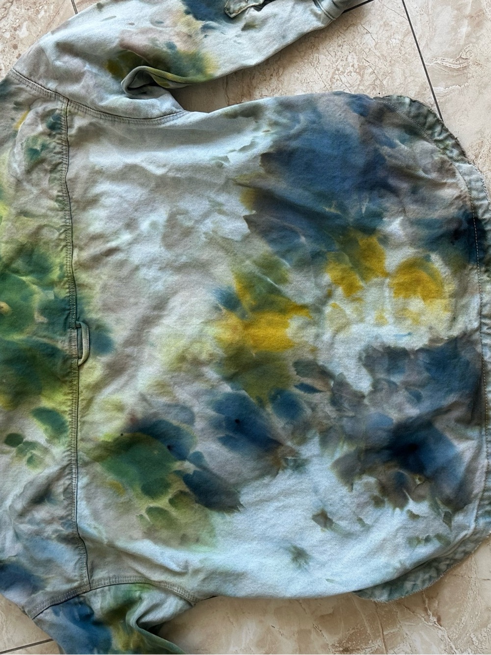 Zara Tie-Dye Denim Jacket in Green & Blue - Picture 11 of 12